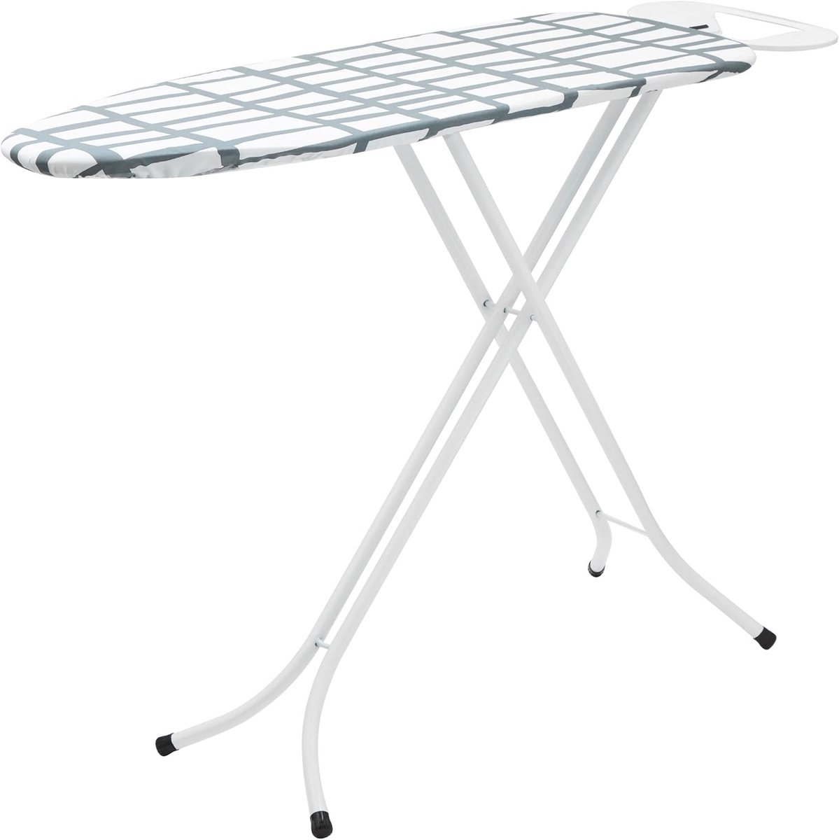 Verstelbare Opvouwbare Strijkplank 110 x 34 cm - 100% Katoenen Hoes - Grijs Rasterontwerp