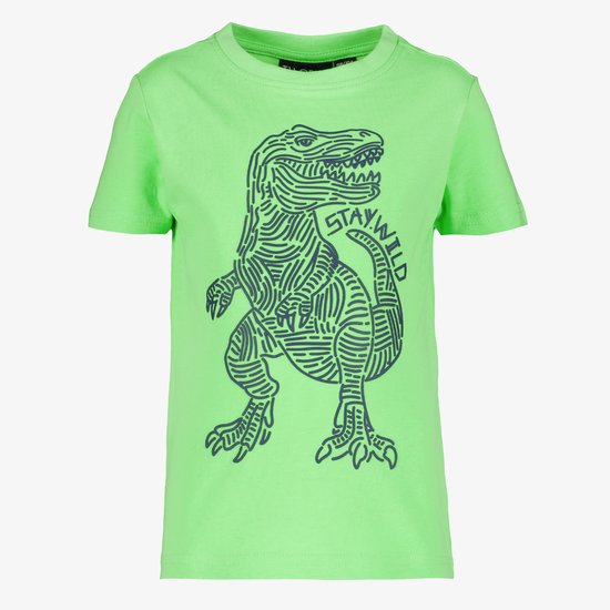 Groen T-shirt voor jongens met T-rex