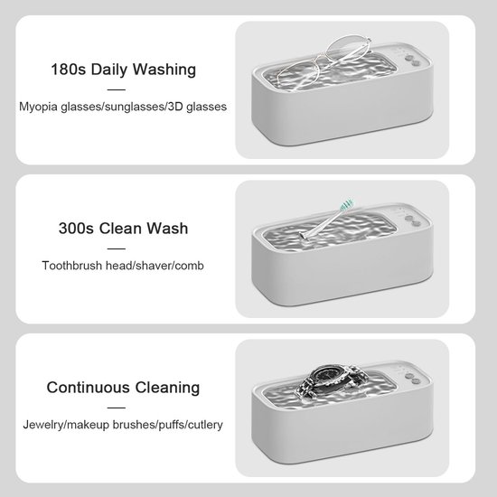 Nettoyeur à ultrasons - 45 000 kHz portable - avec minuterie pour lunettes/petites bagues, nettoyeur de bijoux - Cleaner à ultrasons - Végétal