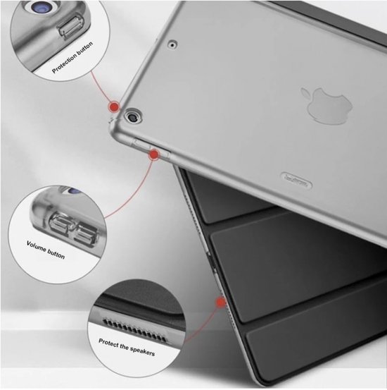 Apple iPad 8 10.2 2020, étui pour iPad 10.2 avec stylet, étui pour tablette pivotant, étui avec support magnétique, étui à rabat en cuir pour tablette Smart Cover Zwart - HiCHiCO