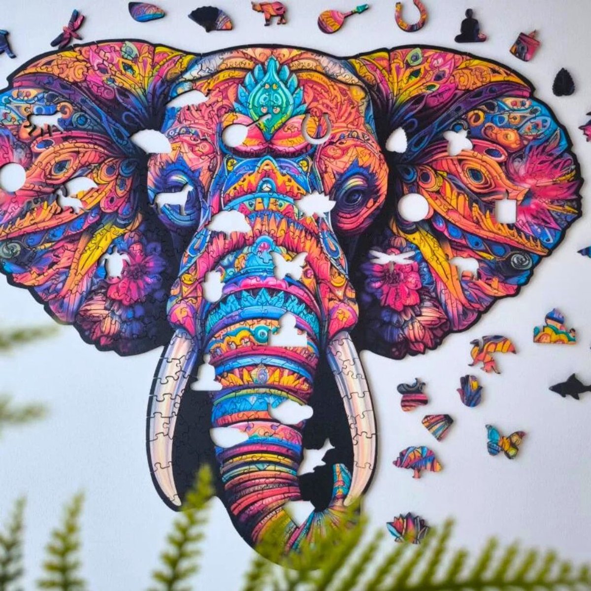 Milliwood - PH622 Houten Puzzel XXL Majestueus Olifant | 3D Puzzels bouwpakket | Hobby Speelgoed voor kinderen & volwassenen | Wanddecoratie Woonkamer | 400 stukjes Ø45cm — cadeau in Spellen & Speelgoed - foto 2