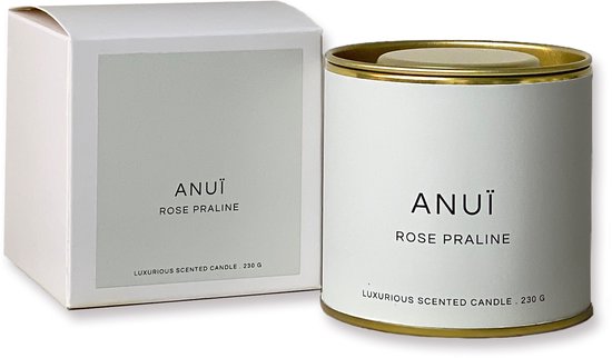 Geurkaars Rose Praline Anuï - Premium Geurkaarsen - Uitstekende Geurverspreiding - Geurkaars Sojawas Blend - Luxe Geurkaarsen - Kerst Cadeautje