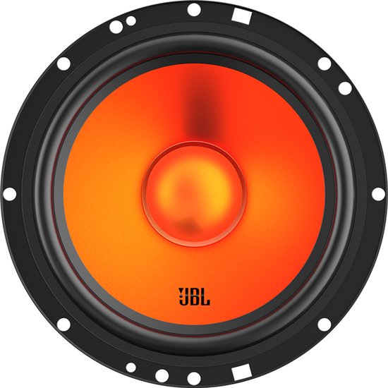 JBL Stage1 autospeaker met een oranje conus en zwarte rand.