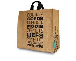 Shopper, large, tea, fair trade, recycled, duurzaam, 50 x 45 x 20 cm.