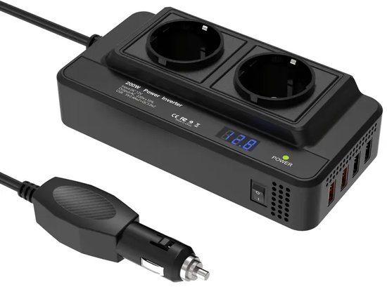 EcoLine Omvormer 12V Naar 220V/230V 200W Stekkerdoos / Stopcontact Voor In De Auto Met 2x Usb 603676497