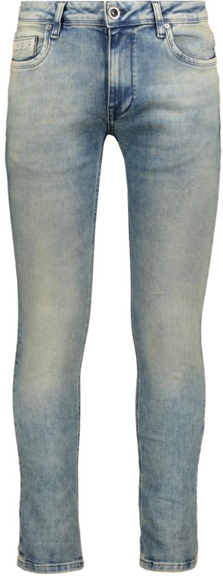 Lichtblauwe skinny jeans met een bleached wassing en CARS JEANS logo op de zak.