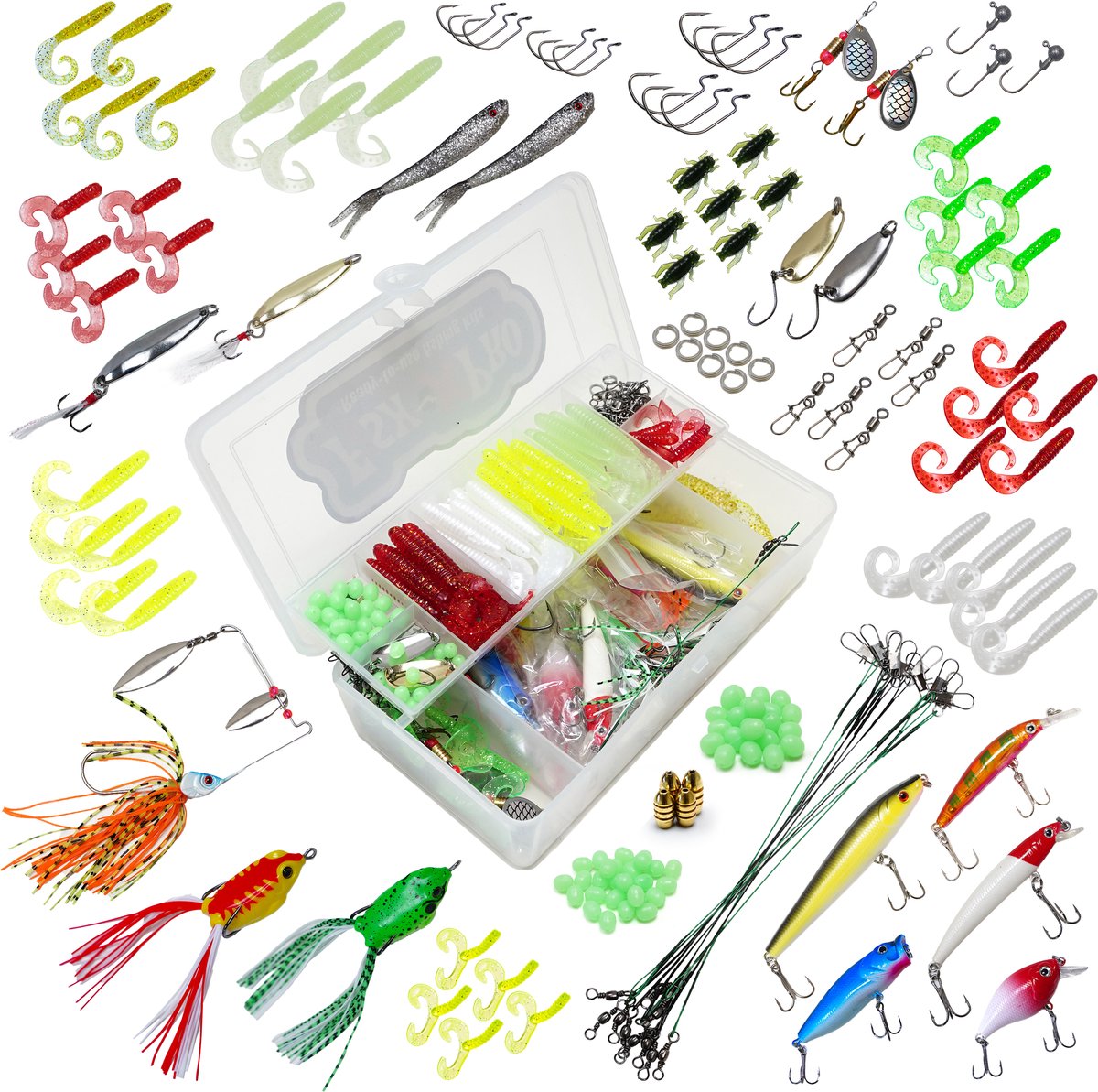 Fish-Xpro Roofvis Kunstaasset 215 -Delig - Kunstaas - Blinkers - Softbaits -Pluggen - Wartels - Visloodjes - Vishaken - Vis spullen - incl. Tacklebox