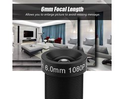 CCTV-lens 6 mm M12 * 05 voor bewakingscamera met 2 miljoen pixels 58 ° groothoek IR-nachtzicht