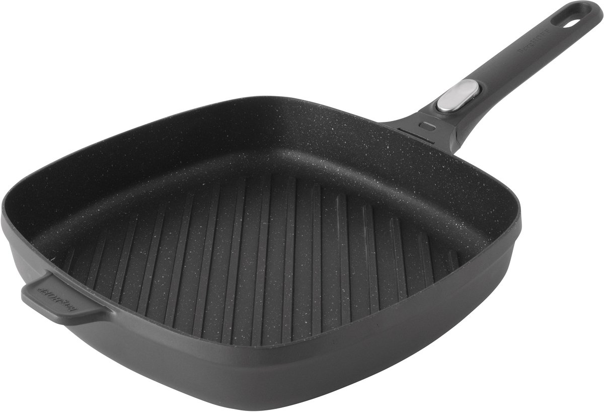 Grillpan met afneembaar handvat zwart 28 cm - Zwart - PFAS-vrij