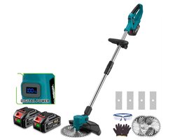 Handmaaier - Grasmaaier - Grastrimmer - Grasschaar - Grasmachine - 4000W - 9 Inch - Elektrische/Accu - Borstelloze Grastrimmer met Digitaal Display – Stil & Krachtig Tuingereedschap - 21V/18V Compatibel - Inclusief 2x Accu