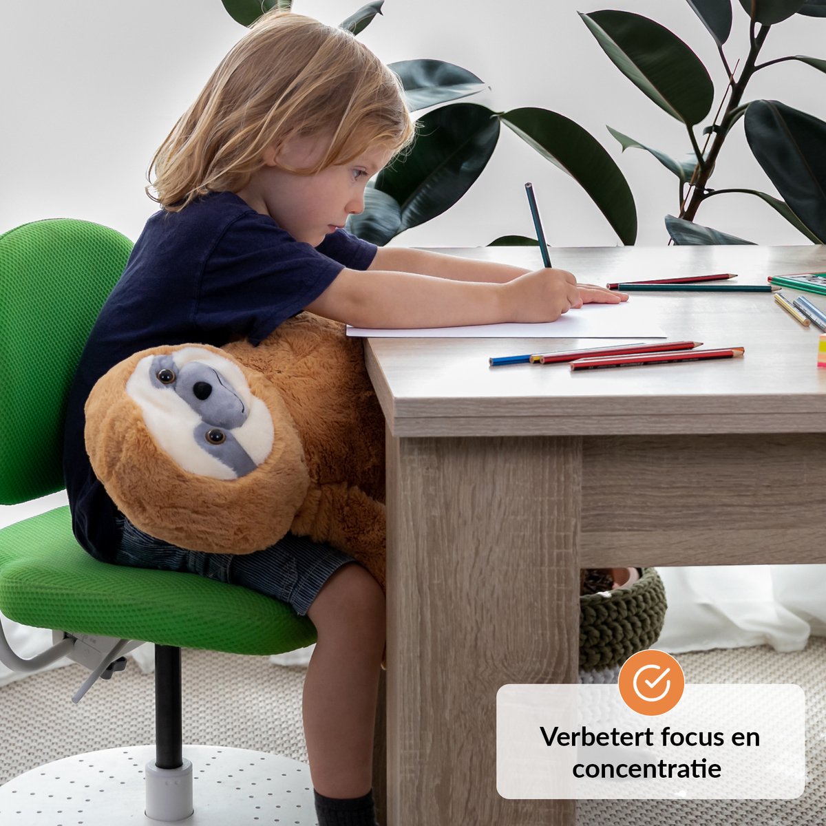 Verzwaringsknuffel Luiaard 2,3 KG - Weighted Stuffed Animal Sloth - Verzwaringsknuffel Volwassenen -Verzwarings Knuffel - Antistress Knuffel - Verzwaringsknuffel Kind Therapeutisch Speelgoed, Machinewasbaar - Stressverlichting en Focus — afbeelding 2