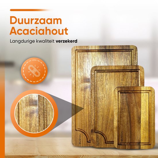 Ensemble de planches à découper Nevana - Planches à découper en bois d'acacia - Planches de cuisine -