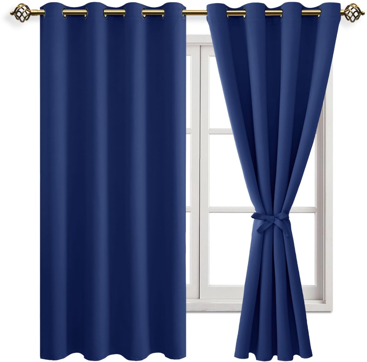Unyqoos ® Luxueuze Verduisterende Gordijnen met Isolerende Eigenschappen voor Slaapkamer en Woonkamer - Set van 2, Koningsblauw, 175 x 140 cm