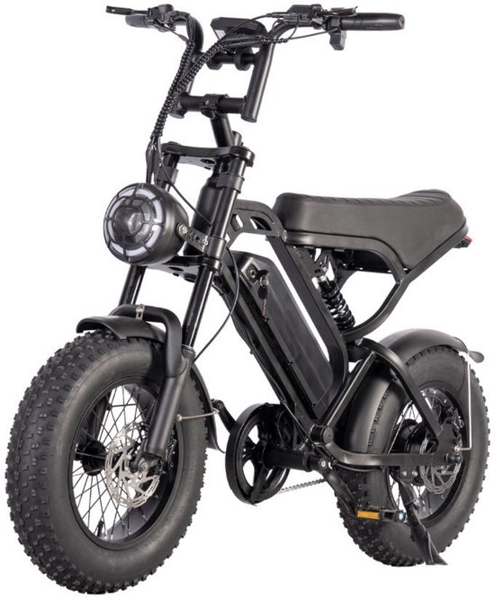 Voltstep V20 Mini Fatbike – Elektrische Fatbike 2025 – 16 Inch – Legaal op de weg – 50 km Actieradius - Niet opvoerbaar – Hydraulische remmen – Alarm – 2 Jaar Garantie - Zwart