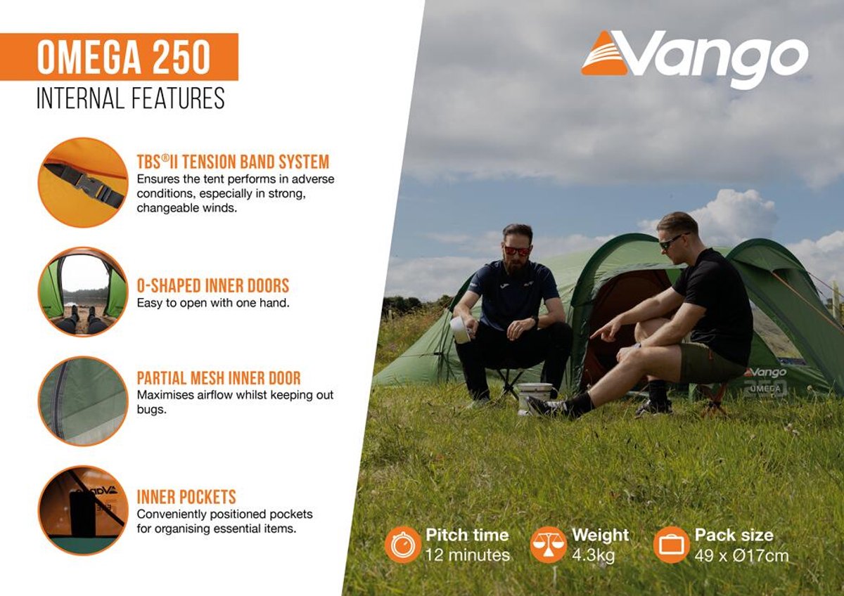 VANGO - tent - koepeltent - lichtgewicht - kamperen - Omega 250 - Forest Green – foto 5