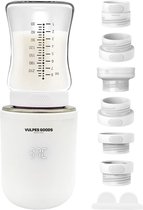 Vulpes Goods® BabyCare - Flessenwarmer Pro - Draagbare Baby Flessenwarmer voor Onderweg - Intelligente Flesverwarmer - 4 Temperatuurniveaus - Draadloos - Inclusief 6 Adapters - USB Oplaadbaar - 13.200 mAh - Wit