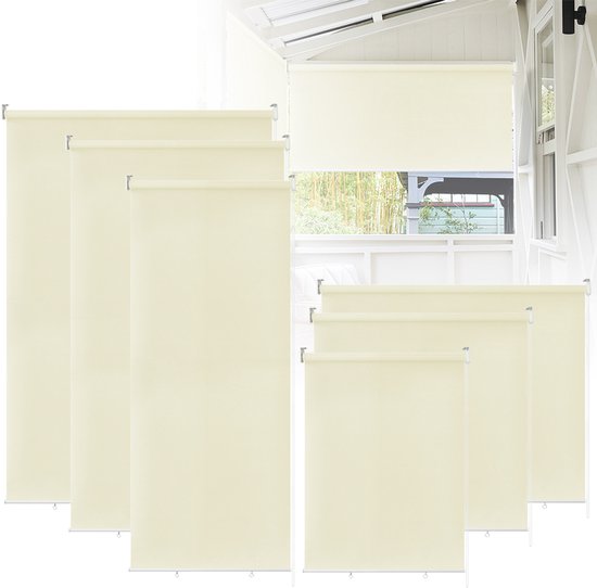 XMTECH XM-(HAG5195B)-2 Verticaal zonnescherm buitenrolgordijn balkonrolgordijn buitenrolgordijn weerbestendig uv-bescherming zonwering rolgordijn voor raam balkon terras en tuin 140 x 140 cm grijs