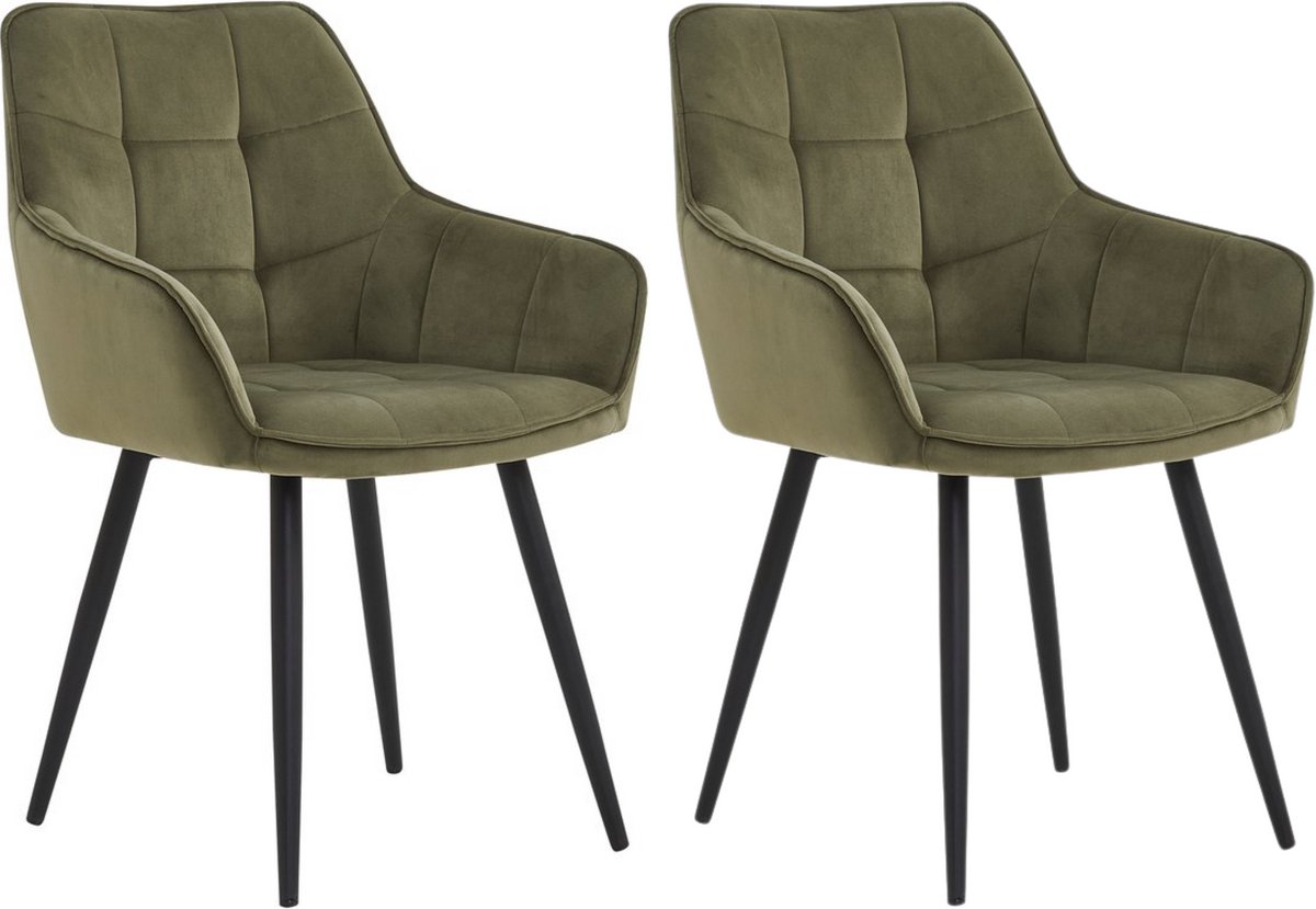 Colenis Oriana Eetkamerstoel - Set Van 2 - Groen - Velvet - Fabb - Industrieel - Design