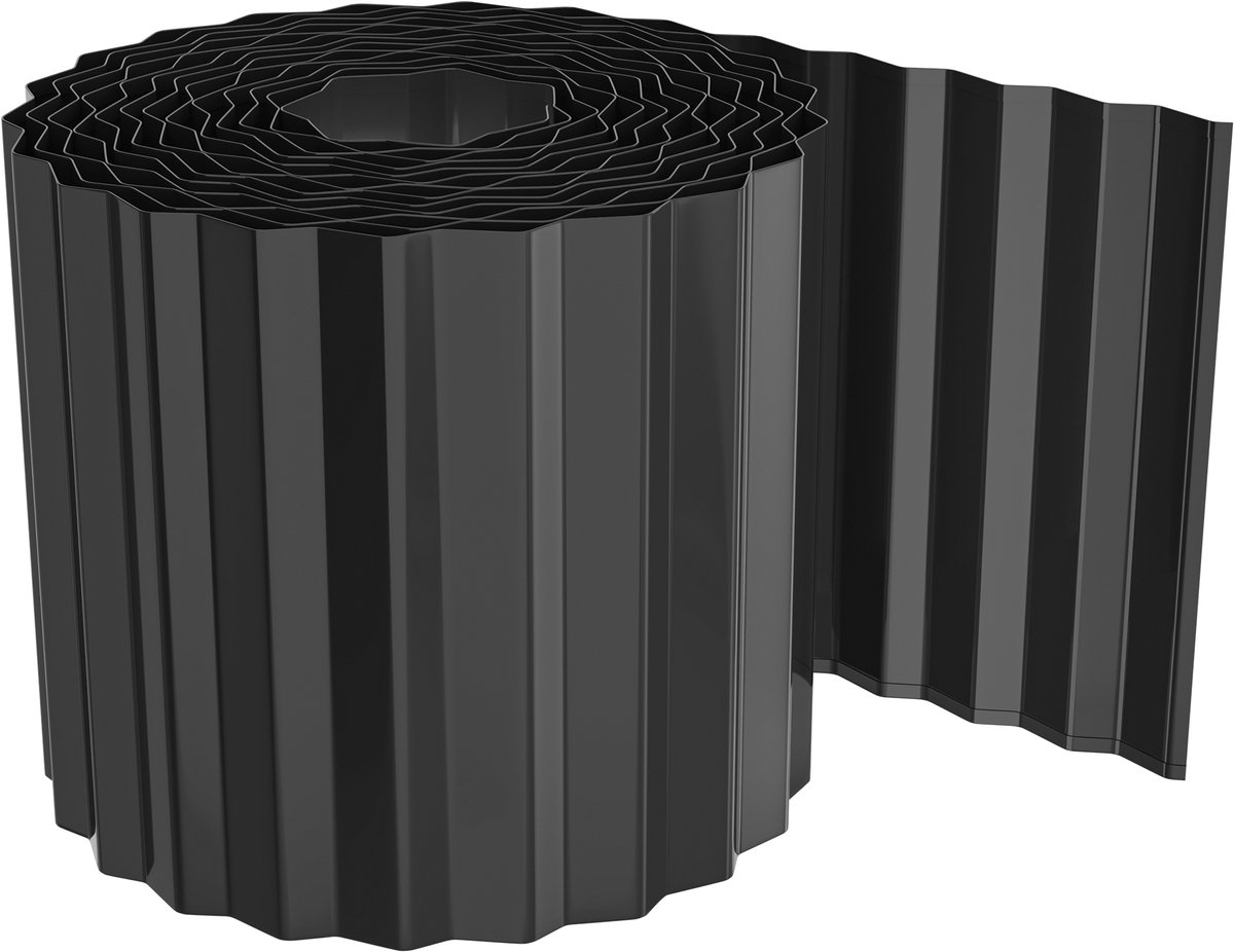 Aufun 5M Metaal Gazonrand Verzinkt Bloembedbegrenzing Borderrand, Ideaal Voor Gazonbegrenzing, Flexibele Borderrand Voor Tuinliefhebbers, 15 cm Hoog, Zwart