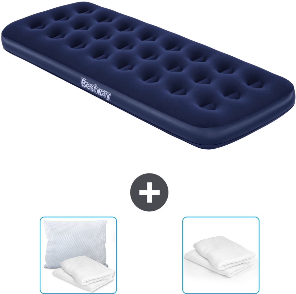 Bestway luchtbed - 1-Persoons - 76 x 185 x 22 cm - Blauw - Inclusief Kussen en Kussenbeschermer