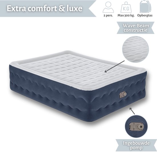 Bestway luchtbed - 2-Persoons - 152 x 203 x 51 cm - Blauw - Inclusief pomp en Hoeslaken van Bestway — afbeelding 5
