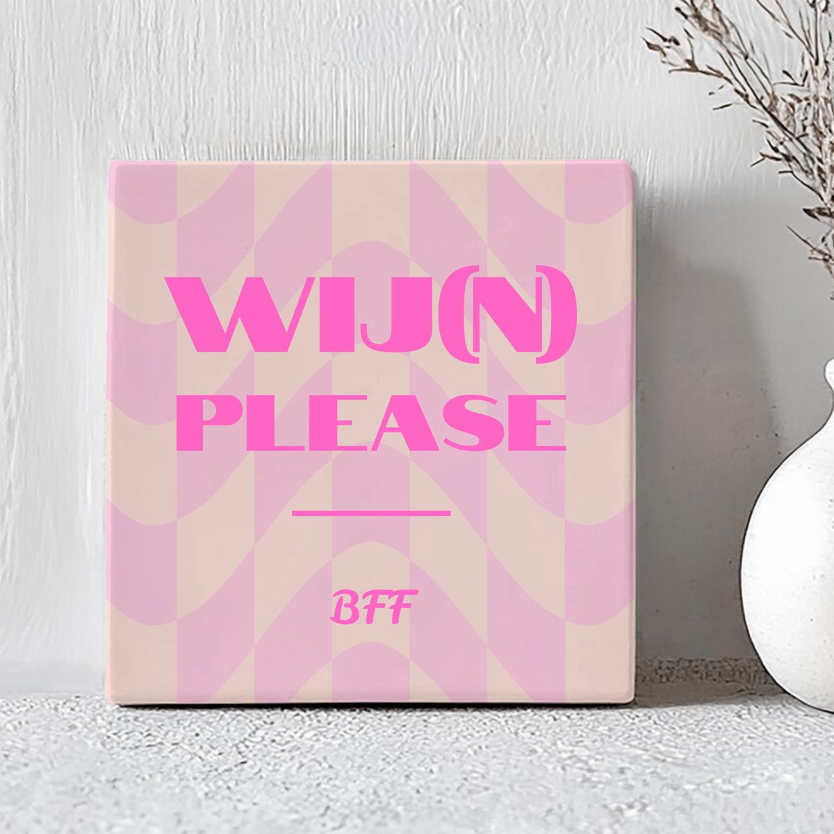 Printazzy - Kleuren Tegel met Tekst - Wij(n) Please BFF - Decoratie Woonkamer - Wijn - Onderzetters voor Wijnglazen - Cadeau voor Vriendin
