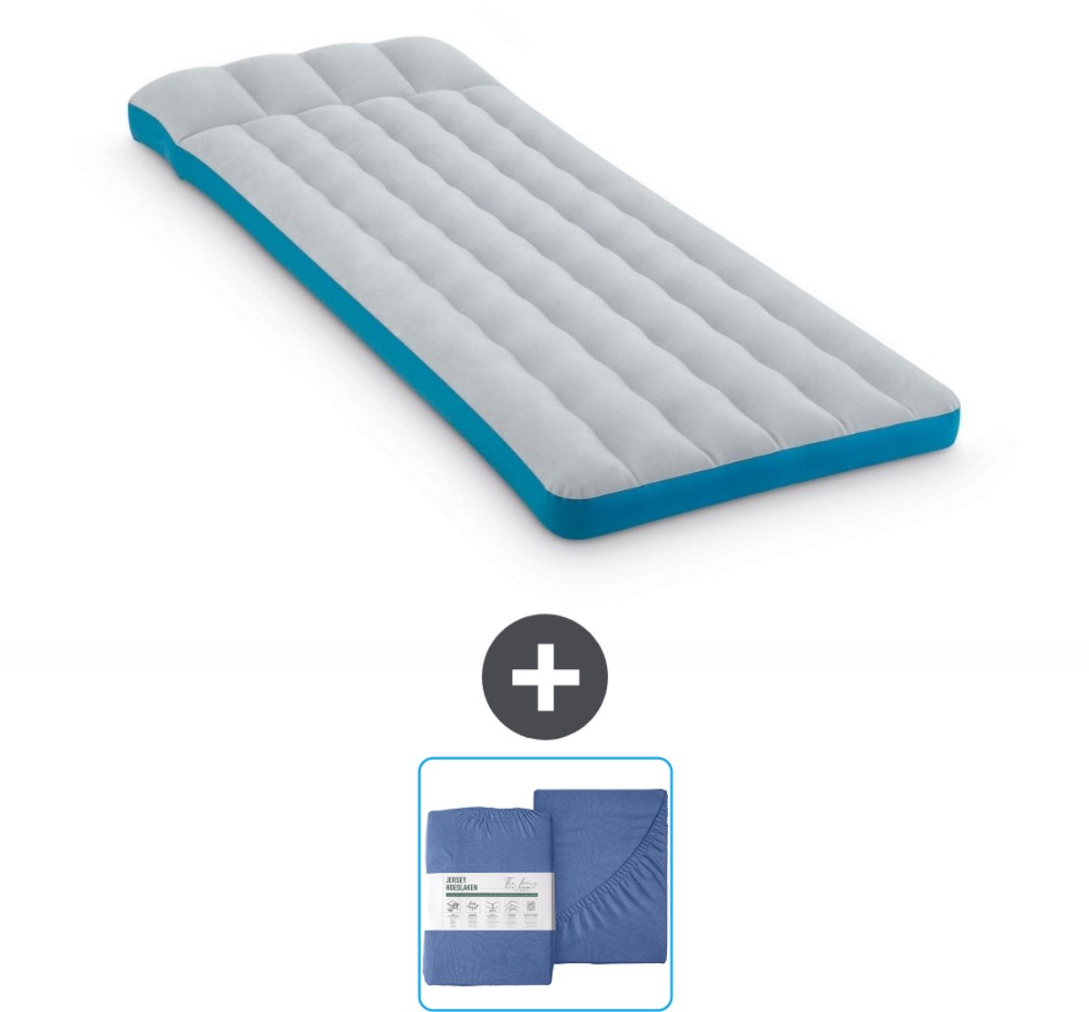 Intex Campingmat - Twijfelaar - 72 x 189 x 20 cm - Blauw - Inclusief en Hoeslaken