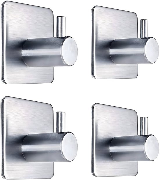 BGL Zelfklevende haken, robuuste muurhaken, handdoekhaken voor aan de wand van badkamer, keuken, deur, kast, messing - 5 stuks, chroom