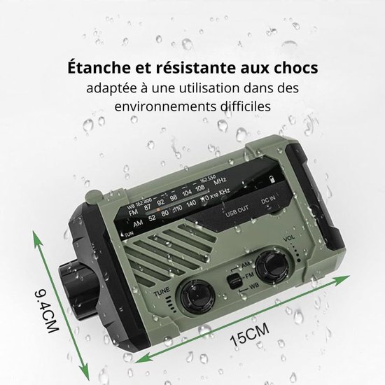 DAB-373BT Noodradio met solar powerbank
