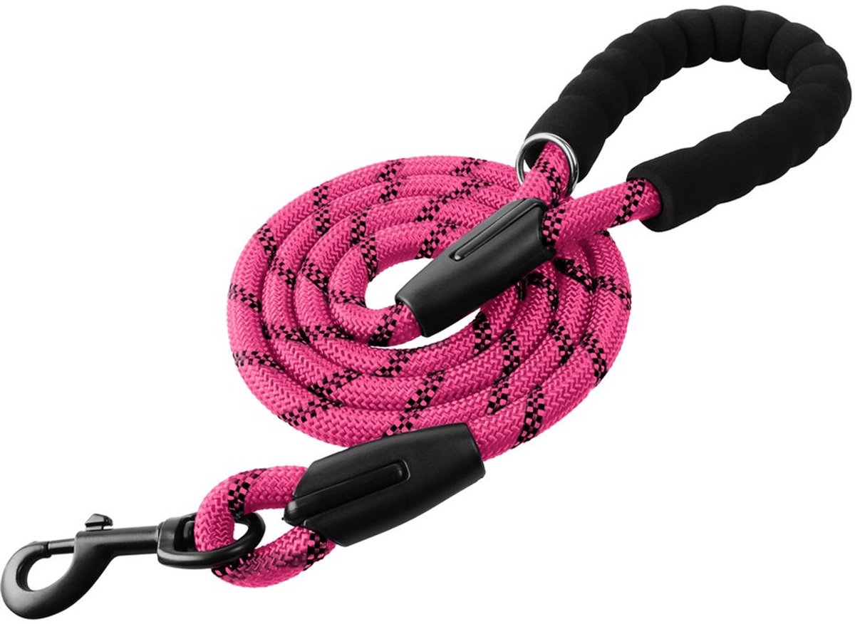 KCMultisupplies Hondenriem 1,5 Meter - Reflecterende Hondenlijn - Met Gevoerd Handvat - Geschikt voor Grote en Kleine Honden - Nylon Looplijn