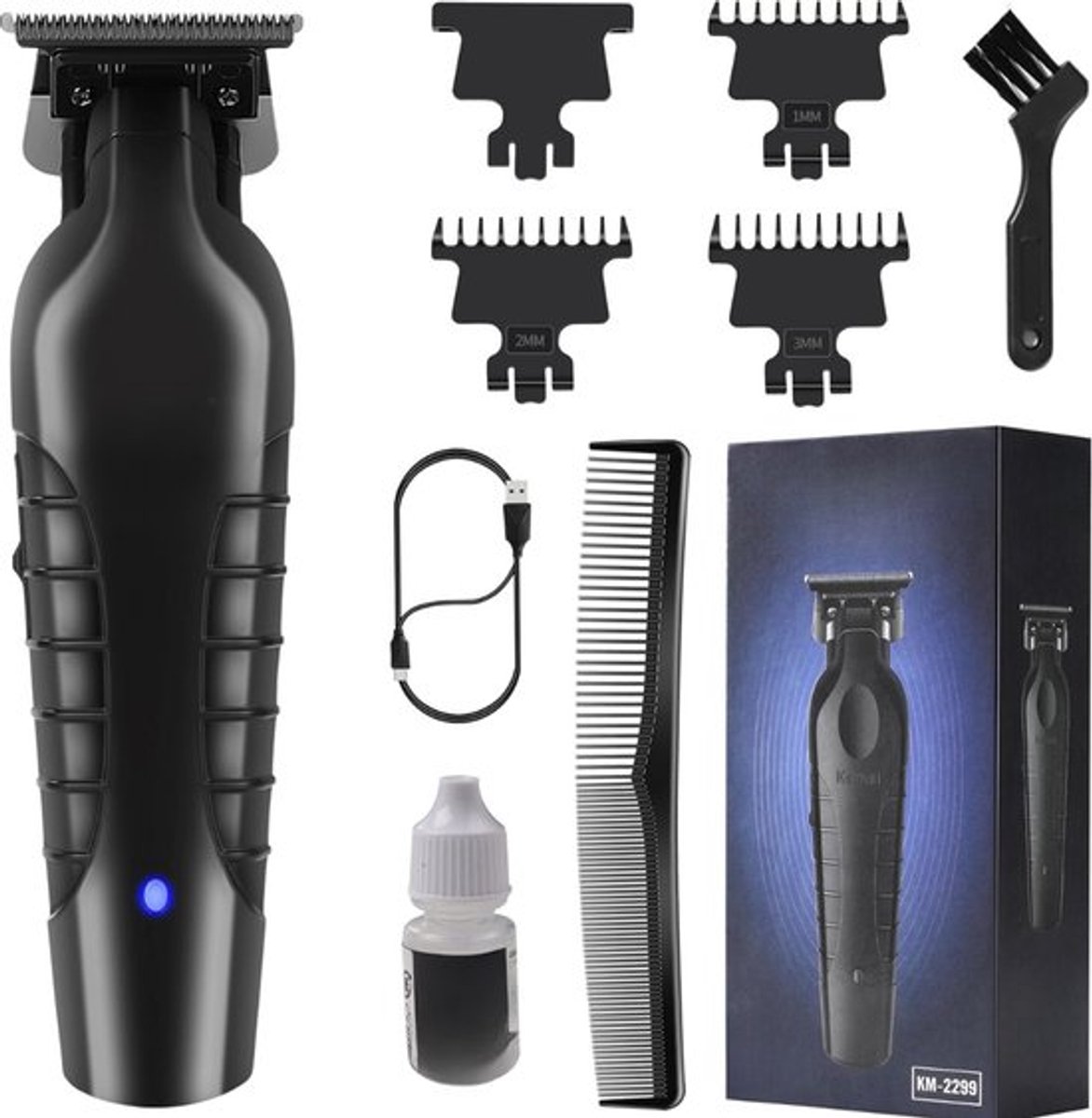 Luxe Tondeuse – Hoofdhaar – Baardtrimmer – Haartrimmer – Tondeuse Mannen – Zero Gapped T Blade – Outliner – Draadloos – Zwart
