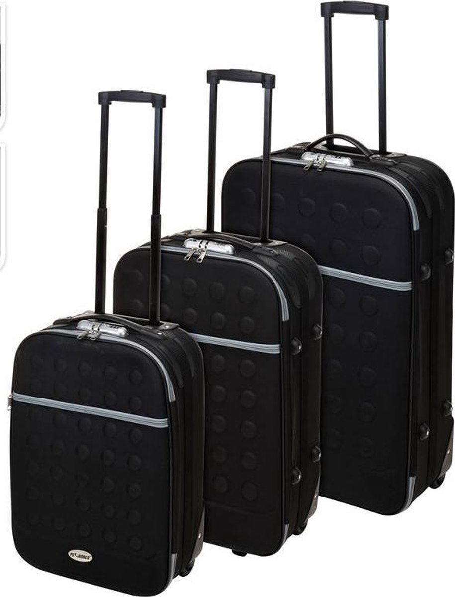 Proworld - 3-delige lichtgewicht koffer set met cijferslot - zwart | bol.com