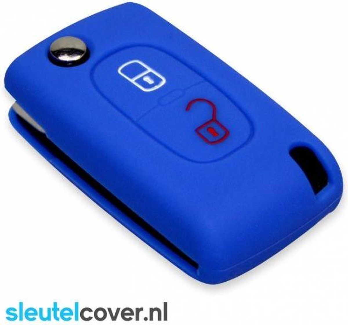 Autosleutel Hoesje geschikt voor Peugeot - SleutelCover - Silicone Autosleutel Cover - Sleutelhoesje Blauw