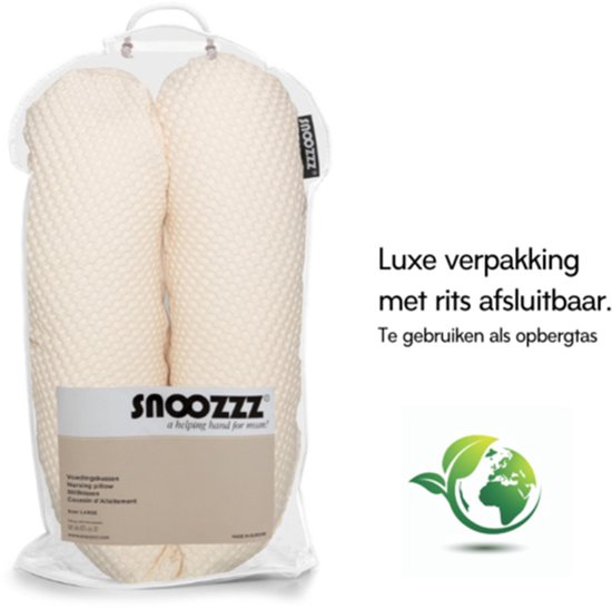 Snoozzz Voedingskussenhoes - Hoes voor voedingskussen zwangerschapskussen - premium kwaliteit - 185 cm - katoen wafel - Wafel Champagne van SNOO — afbeelding 4