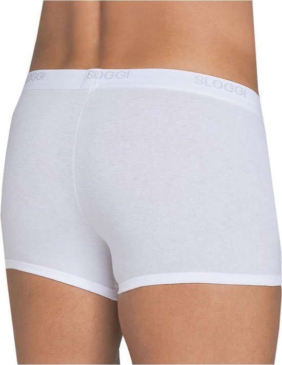 Witte Sloggi boxer, zijaanzicht achter, gedragen door man.