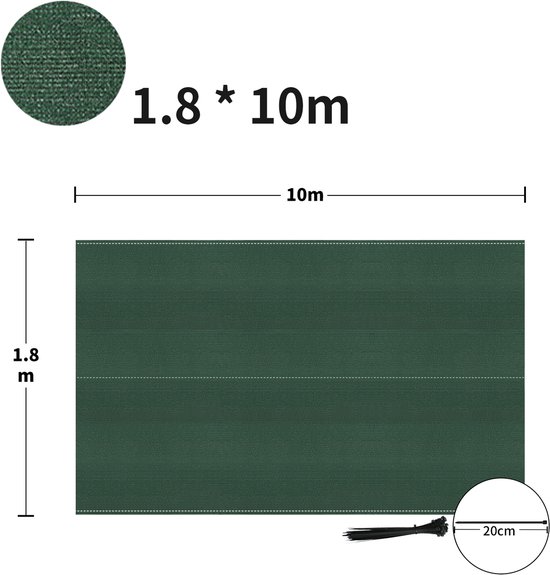 Brise-vue HDPE 150 G/m² Pour Jardin - Anthracite, 1x10 M - Résistant UV, Intempéries - Avec Attaches
