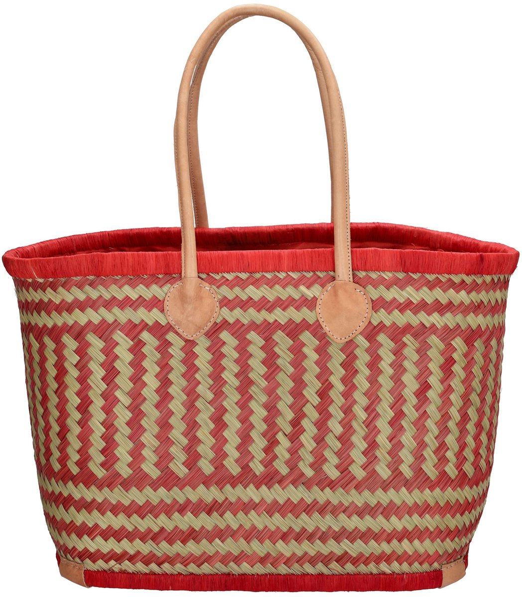 Beagles Bozaka Rieten Mand - Ruime en Functionele Boodschappenmand Strandtas met Stijlvol Design - Rood