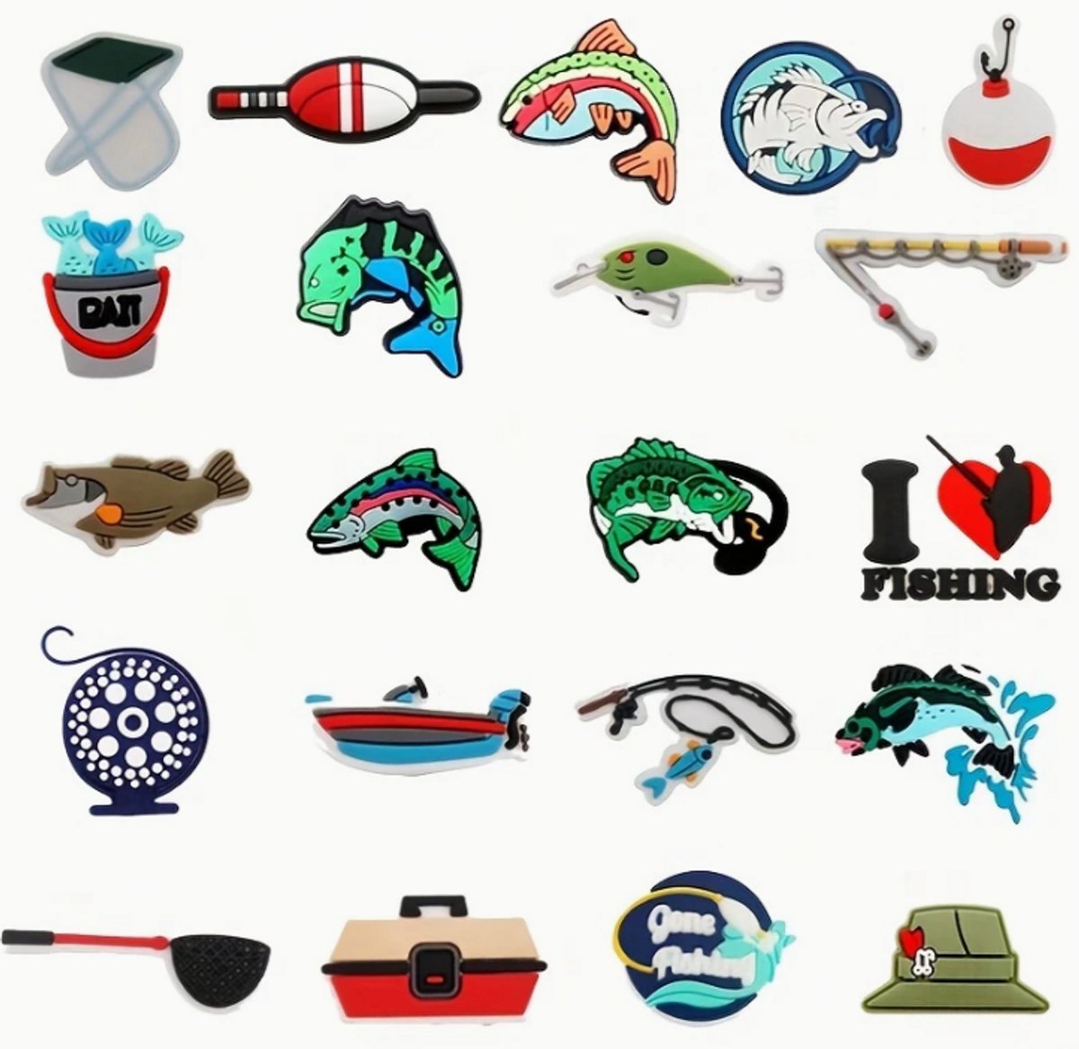 Schoen pins vissen - schoen pins visser - schoenbedels vissen - schoenaccessoire - ook geschikt voor crocs