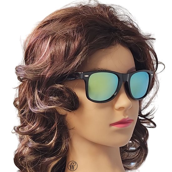 Fako Fashion® - 3x Zonnebril Zwart - Heren Zonnebril - Dames Zonnebril - Classic - UV400 - Zwart - Groen/Gele Spiegelglazen - 3 Stuks van Fako Fashion® — afbeelding 3