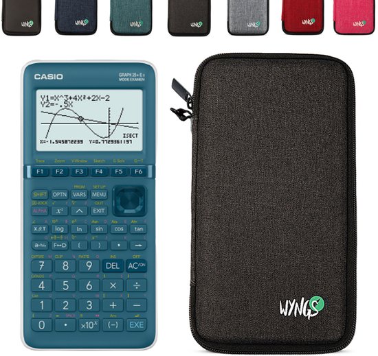 Casio Graph 25+E II incl. WYNGS Beschermhoes Donkergrijs - Grafische Rekenmachine - Basis Pakket