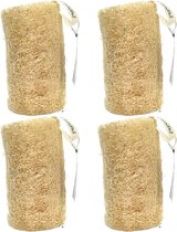 Elicious® - Loofah - Body Scrub Rol - Set van 4 stuks - Plat Verpakt - 100% Natuurlijk - Plantaardig - Biologisch Afbreekbaar - Badspons - Douchespons - Natuurspons - Scrub - Peeling - Plasticvrij - Duurzaam - Dierproefvrij - Vegan - Herbruikbaar