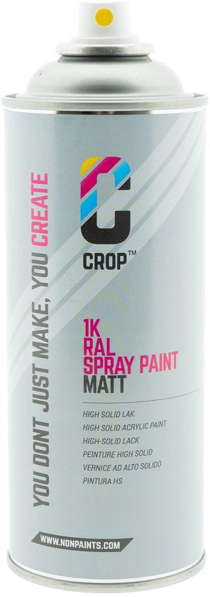 Bombe aérosol CROP RAL 9005 Noir de jais - Semi-brillant - 400 ml - Peinture en aérosol Zwart - 100 % grand teint - Séchage rapide - Intérieur et extérieur - RAL9005