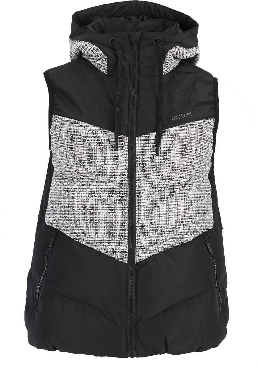 Protest Prtphar – Bodywarmer Dames – Ritssluiting – Capuchon Zwart