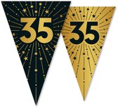 2x Vlaggenlijn 35 jaar zwart / goud 10 meter 2 zijdig bedrukt - Verjaardag Feestje Vlag Vlaggen Versiering Slinger Feestdecoratie Decoratie