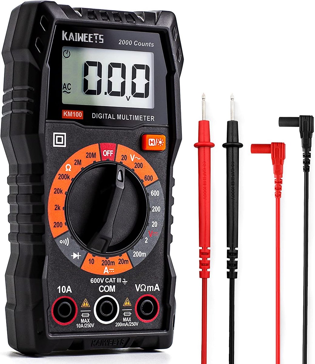 Digitale Multimeter - Multifunctionele Volmeter voor AC/DC, Weerstand, Continuïteit en Diode met 2000 Tellingen