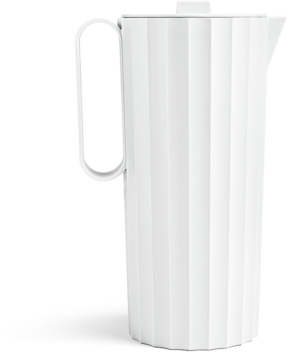 Kunststof schenkkan / waterkan MET DEKSEL - Hydria - sneeuw wit - 16 x 11 x H 24 cm - 1700 ml / 1,7 liter