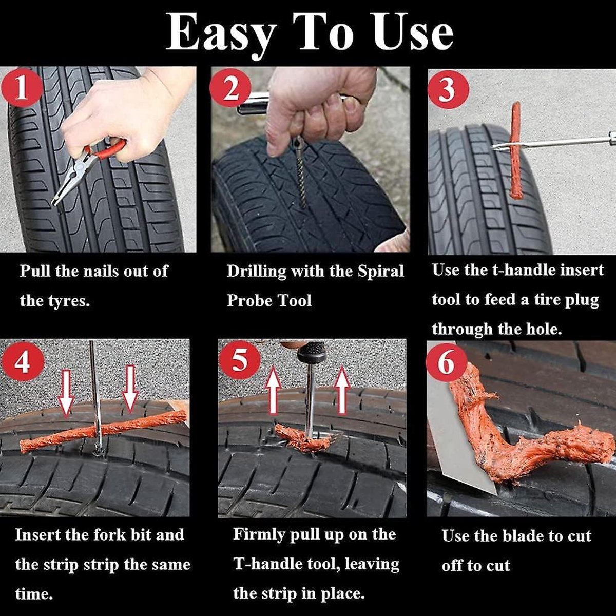Banden Reparatieset - voor Motor, brommer of Auto - Inclusief opbergkoffer - Banden reparatieset - Reparatie set Banden - voor auto - bestelwagen - motorfiets - kofferbak thumbnail 5