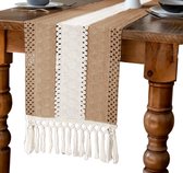 Vintage tafelloper paars linnen tafelloper kleurrijk tafellinnen boho
