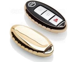 Autosleutel Hoesje geschikt voor Nissan - SleutelCover - TPU Autosleutel Cover - Sleutelhoesje Hoogglans Goud