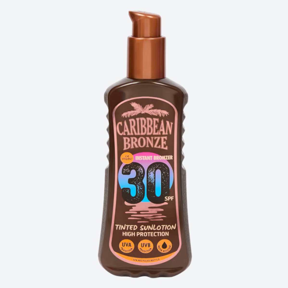 Caribbean Bronze SPF30 Zonnebrand Lotion – Getinte Zonnebrand – High Protection – Instant Bronzer – VEGAN – Waterresistent – UVA & UVB Bescherming